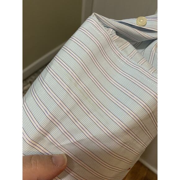 Takumi Japan Shirt Mens Large Dress Oxford Button‎ Up Suit French Cuff Stripe - Picture 8 of 12